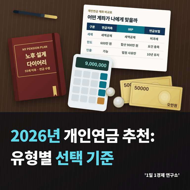 2026년 개인연금 추천: 유형별 선택 기준