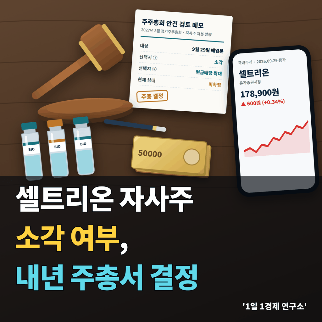 셀트리온 자사주 소각 여부, 내년 주총서 결정